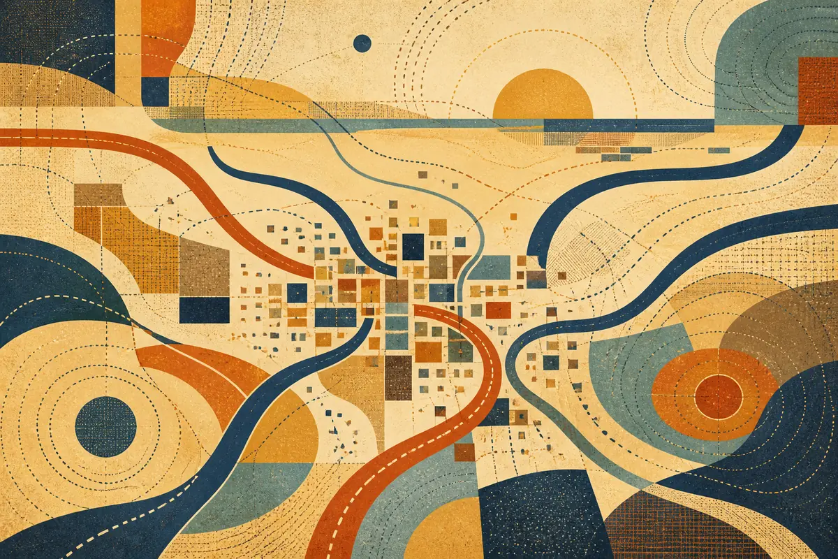Abstract illustrated map composition for Bathurst, Australia