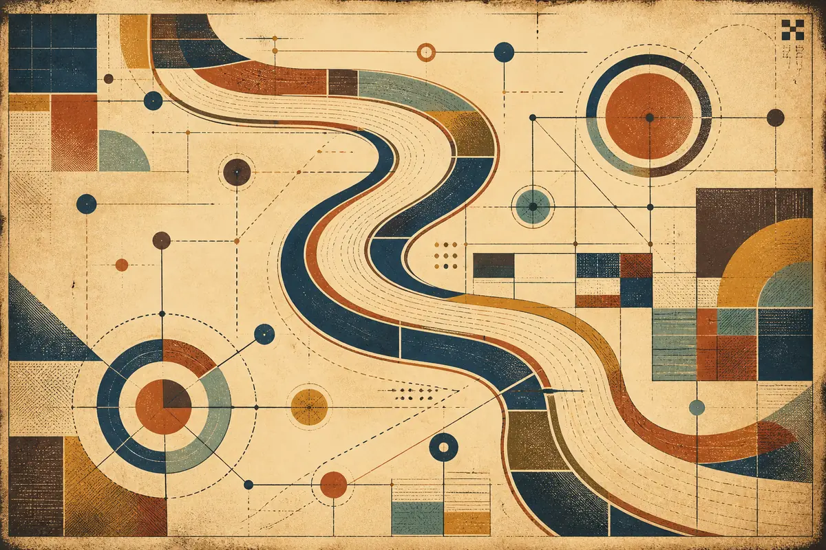 Abstract illustrated map composition for Busselton, Australia