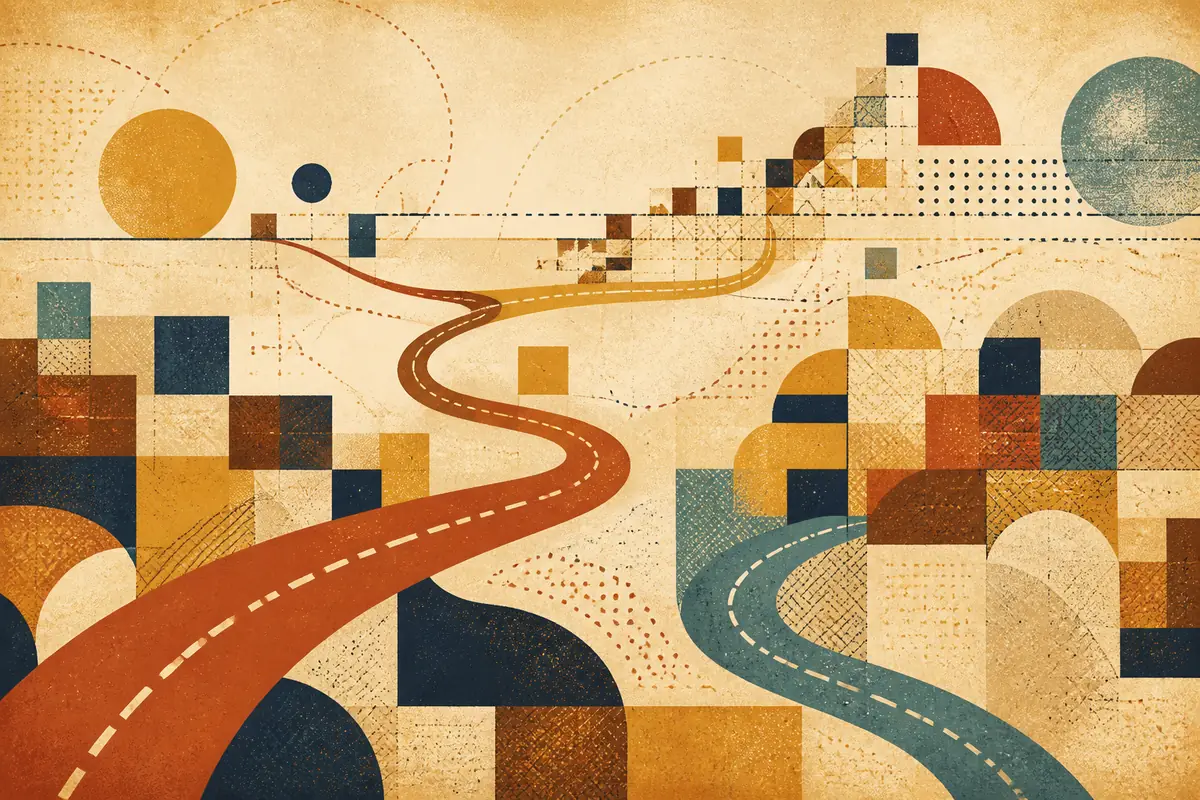 Abstract illustrated map composition for Caboolture, Australia
