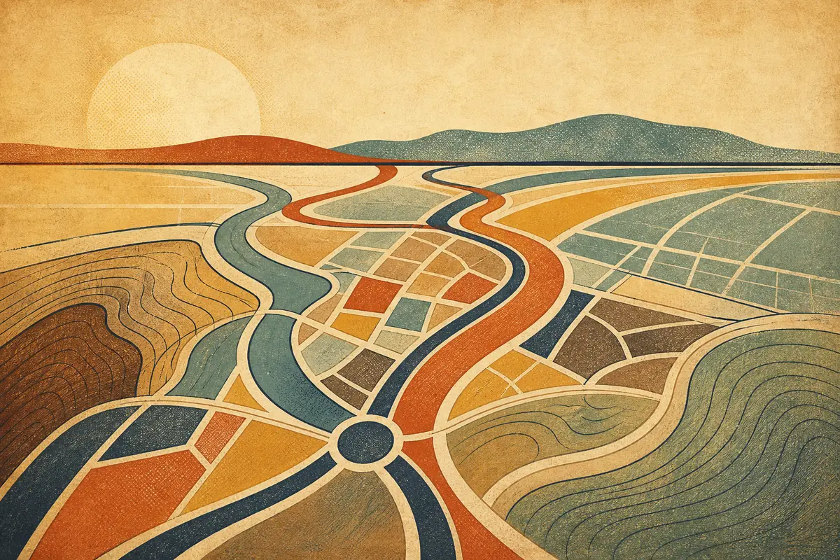 Abstract illustrated map composition for Cairns, Australia