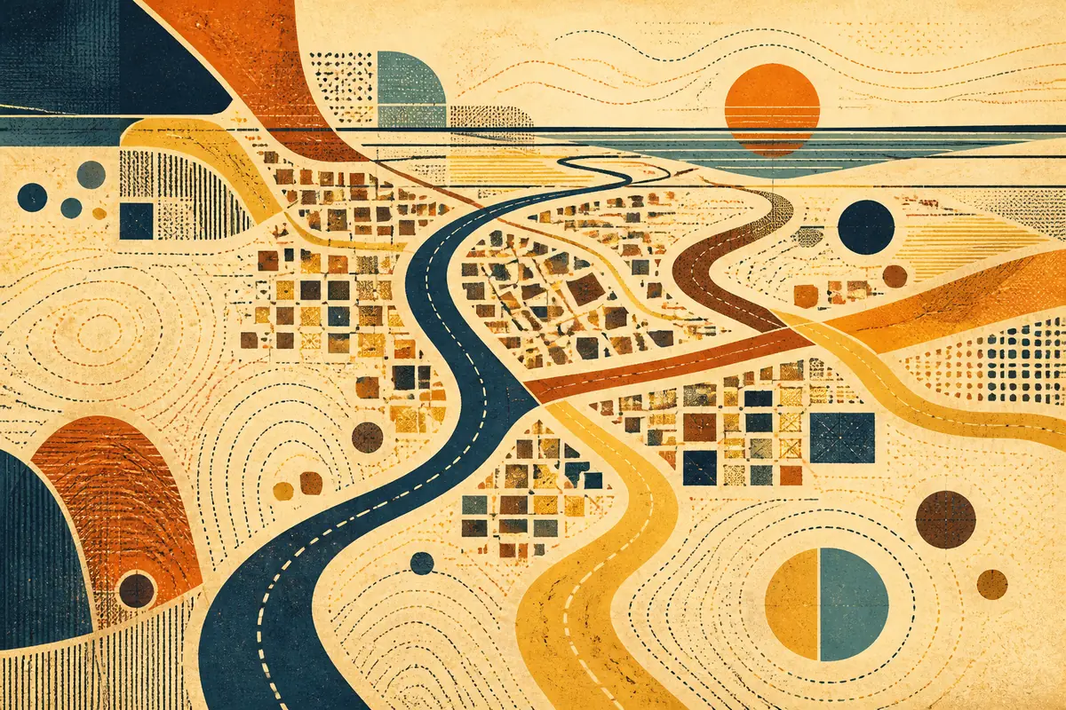 Abstract illustrated map composition for Caloundra, Australia