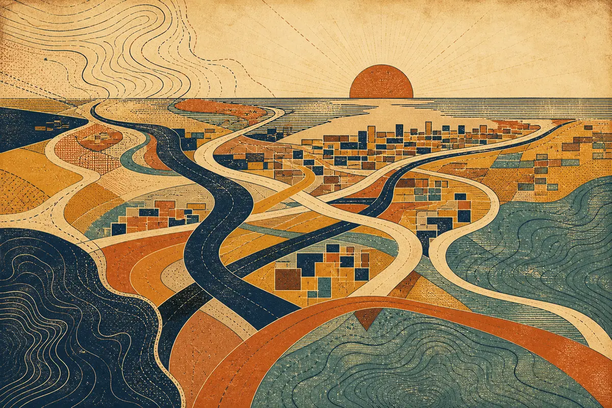 Abstract illustrated map composition for Central Coast, Australia