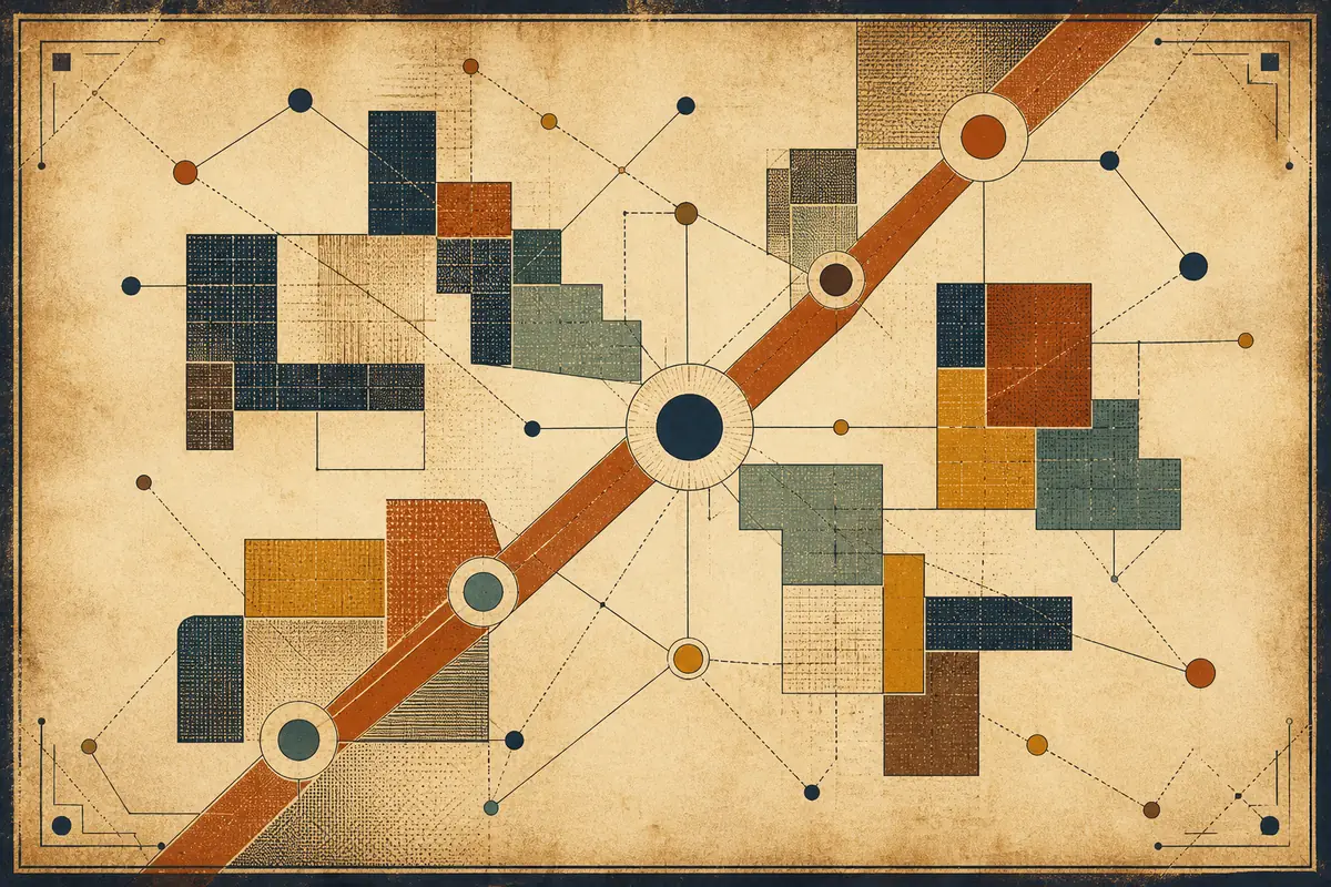 Abstract illustrated map composition for Dandenong, Australia