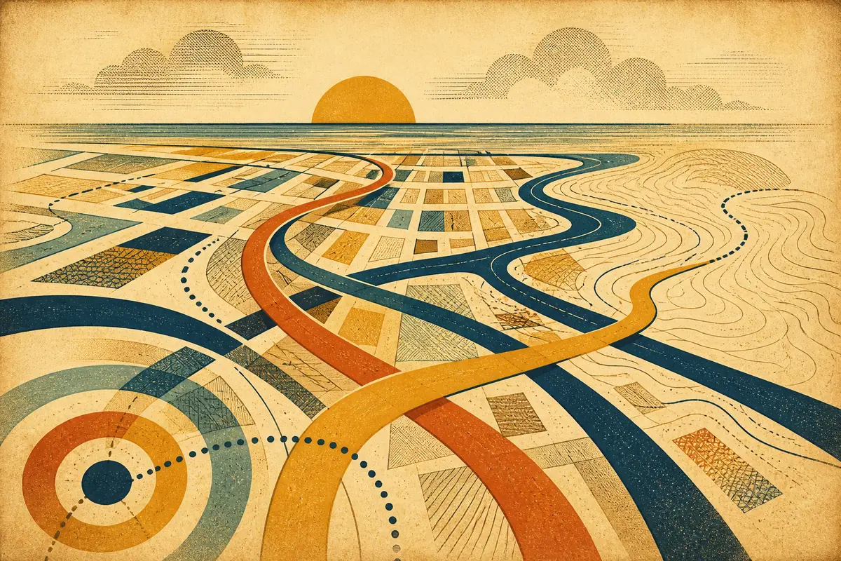 Abstract illustrated map composition for Darwin, Australia