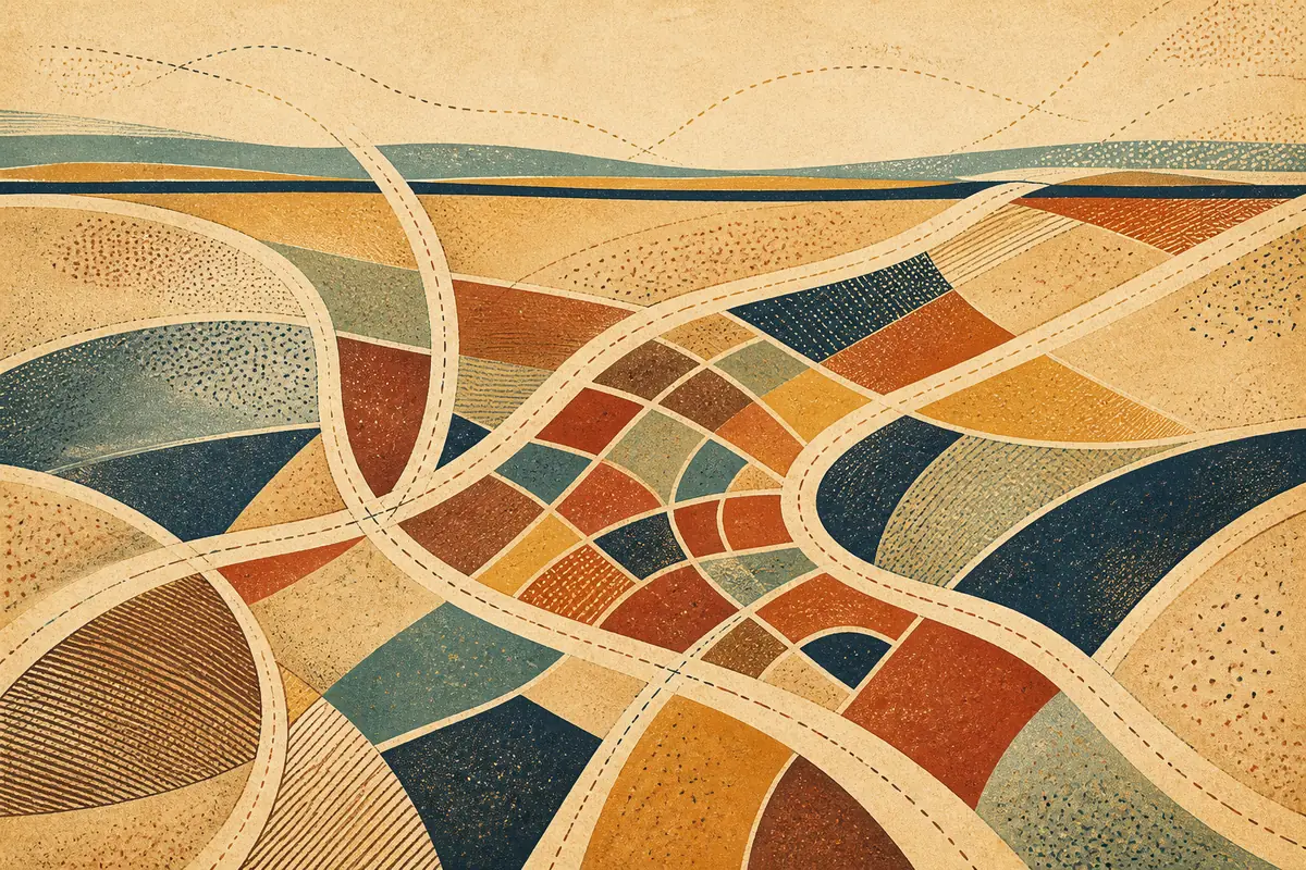 Abstract illustrated map composition for Dubbo, Australia