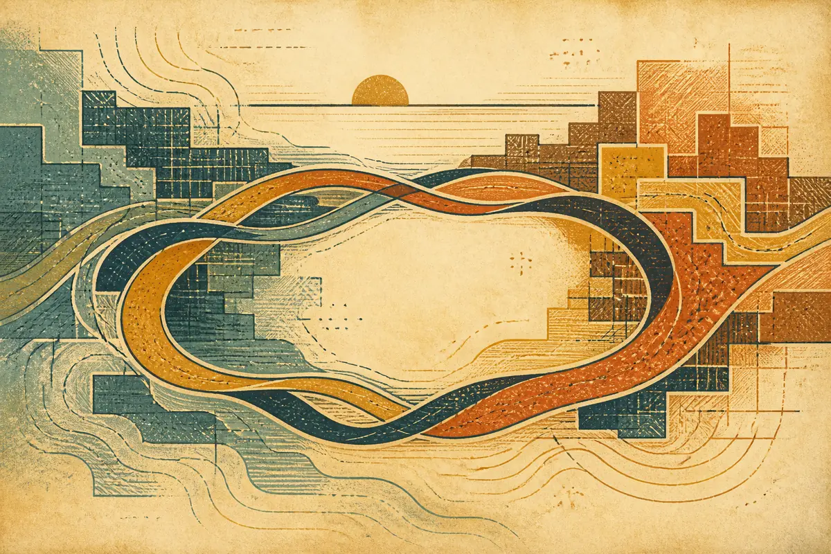 Abstract illustrated map composition for Geelong, Australia