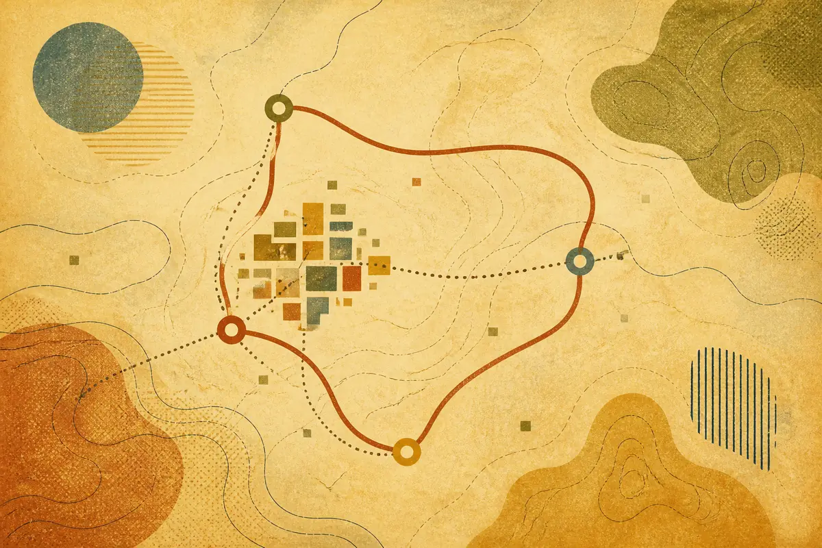 Abstract illustrated map composition for Hervey Bay, Australia