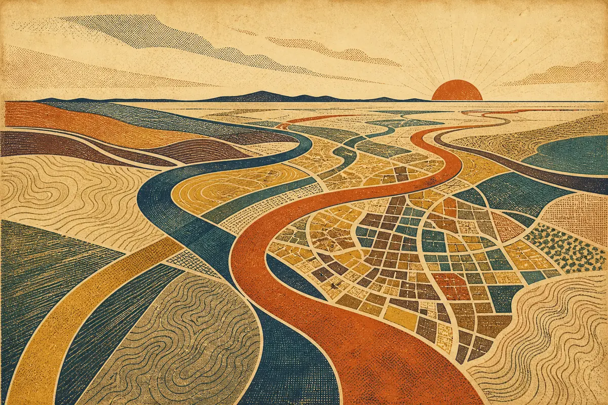 Abstract illustrated map composition for Ipswich, Australia