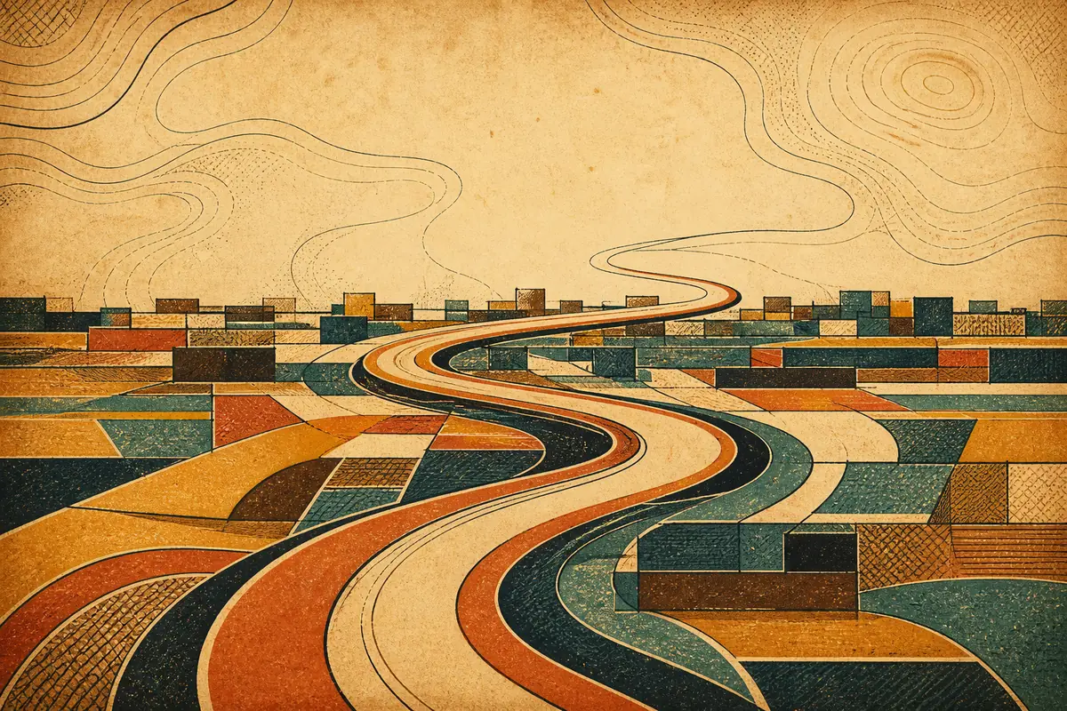 Abstract illustrated map composition for Mackay, Australia