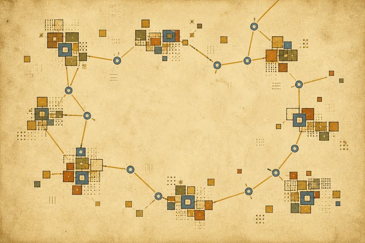 Abstract illustrated map composition for Maitland, Australia