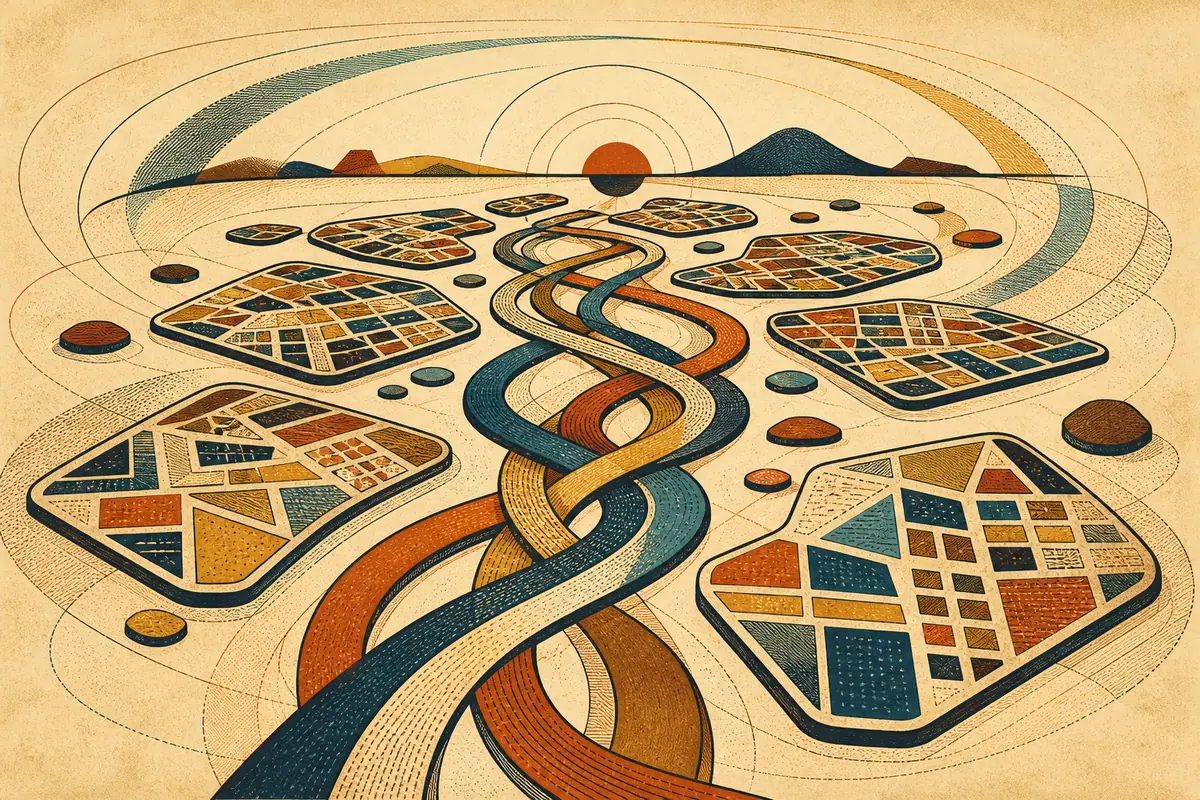 Abstract illustrated map composition for Mandurah, Australia