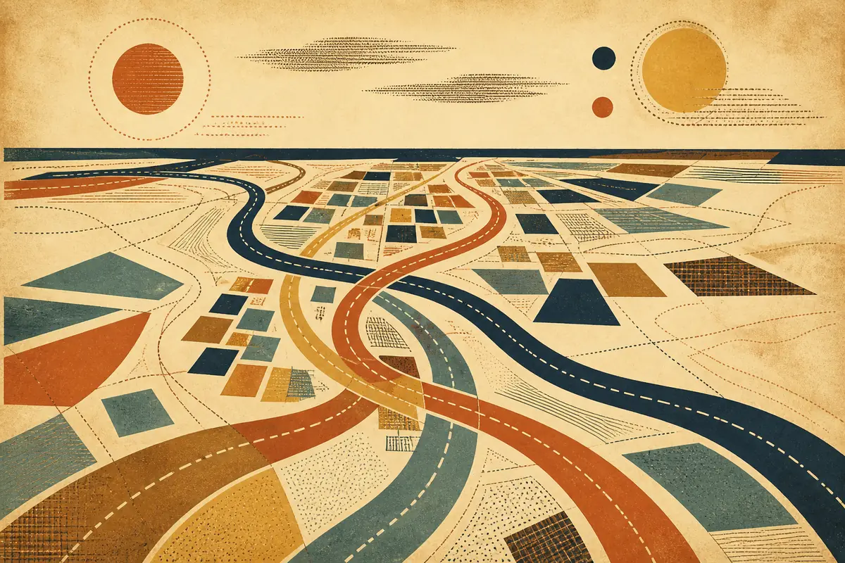 Abstract illustrated map composition for Maroochydore, Australia