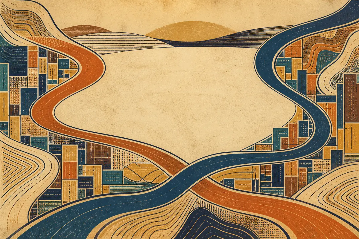 Abstract illustrated map composition for Melton, Australia