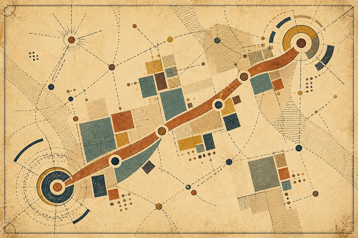 Abstract illustrated map composition for Mildura, Australia