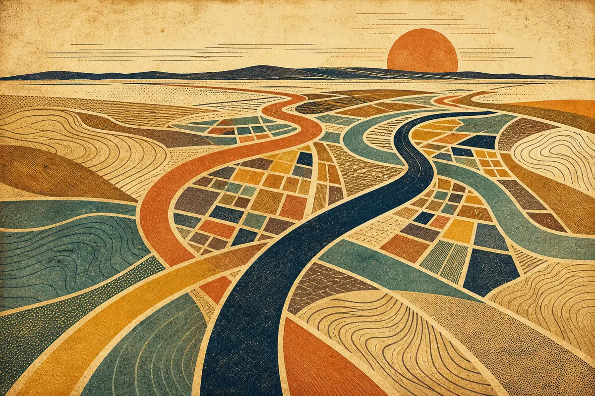 Abstract illustrated map composition for Newcastle, Australia