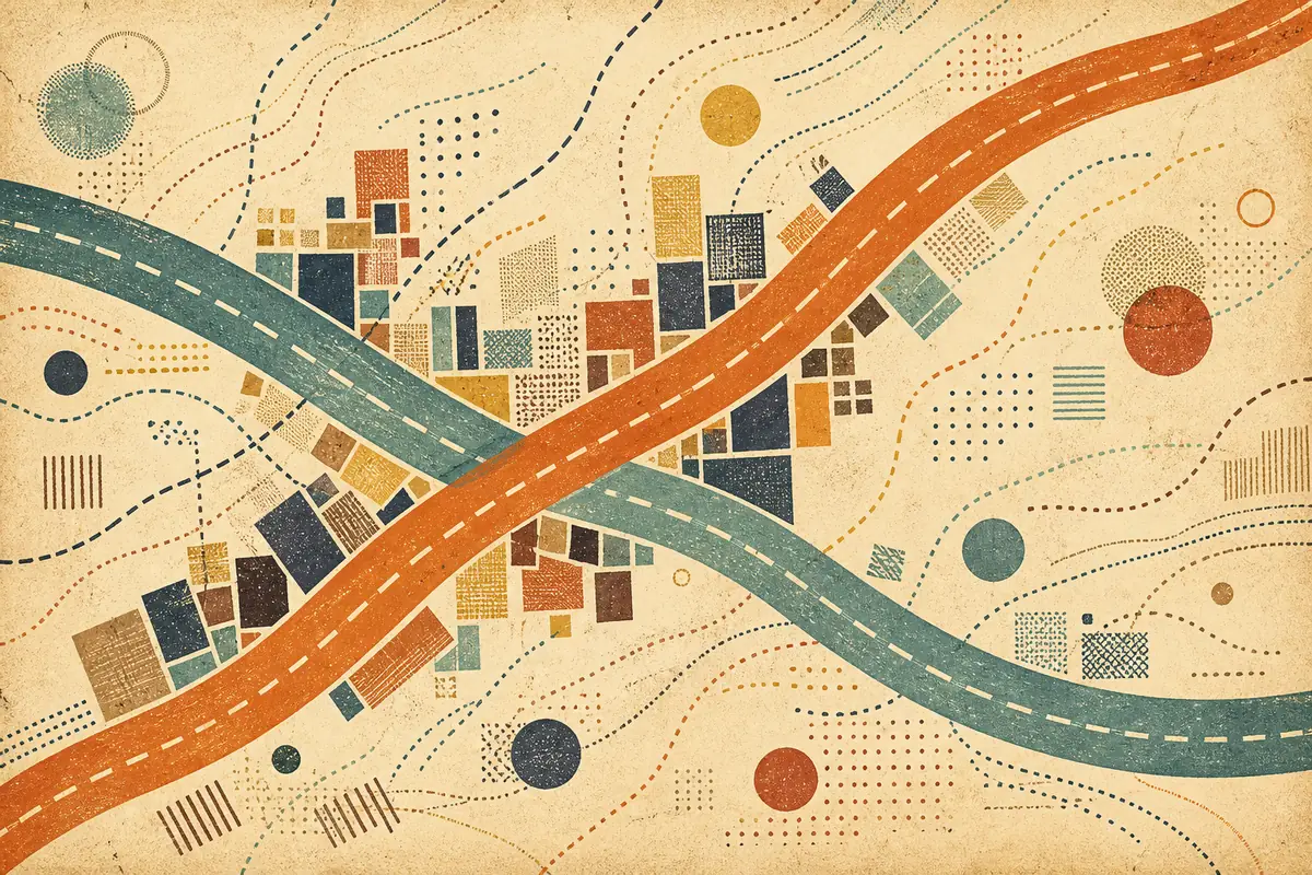 Abstract illustrated map composition for Southport, Australia