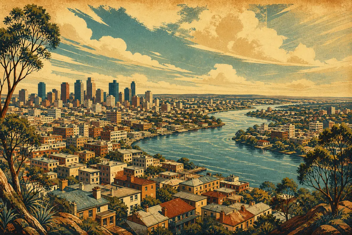 Abstract illustrated map composition for Sydney, Australia
