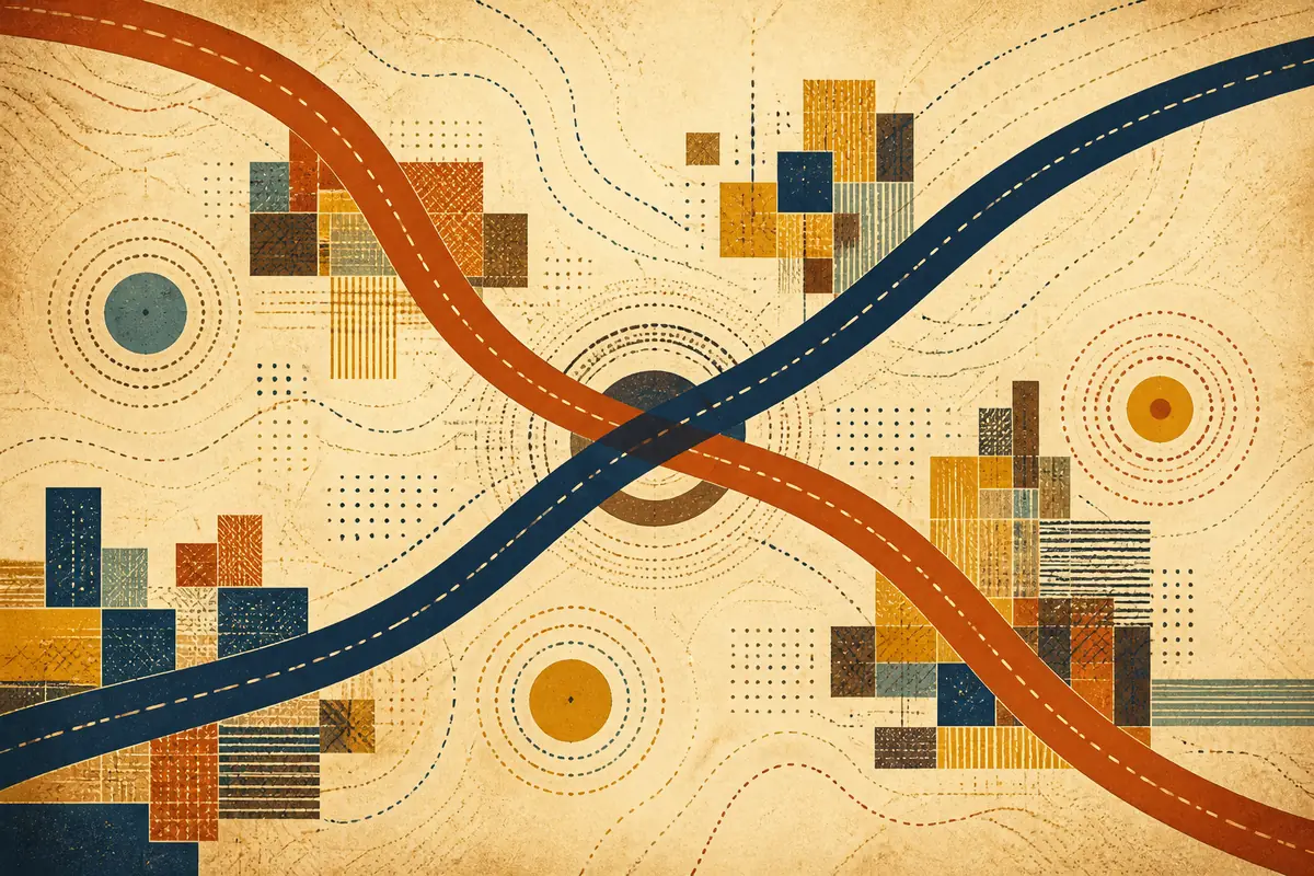 Abstract illustrated map composition for Tamworth, Australia