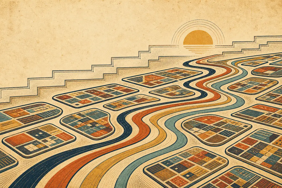 Abstract illustrated map composition for Toowoomba, Australia