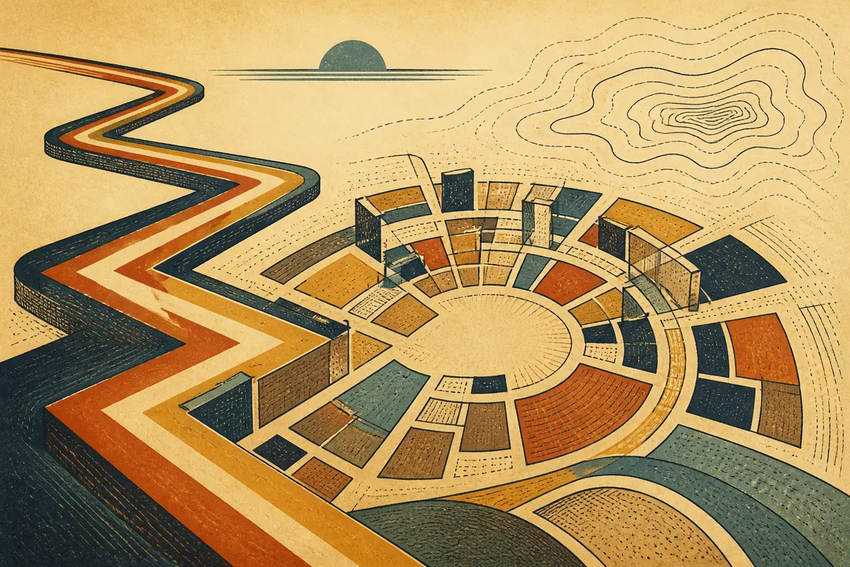 Abstract illustrated map composition for Townsville, Australia