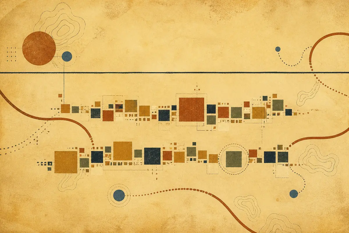 Abstract illustrated map composition for Airdrie, Canada