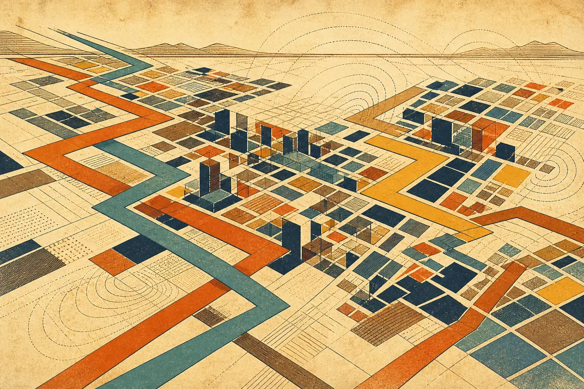 Abstract illustrated map composition for Ajax, Canada