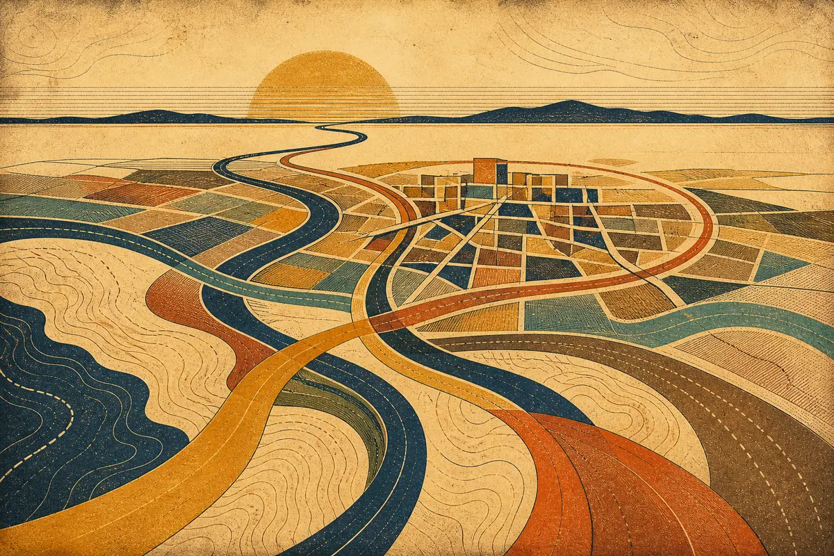 Abstract illustrated map composition for Barrie, Canada