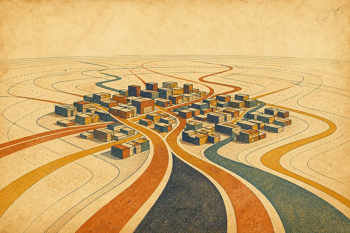 Abstract illustrated map composition for Belleville, Canada
