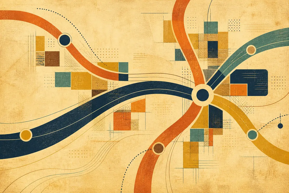Abstract illustrated map composition for Bowmanville, Canada