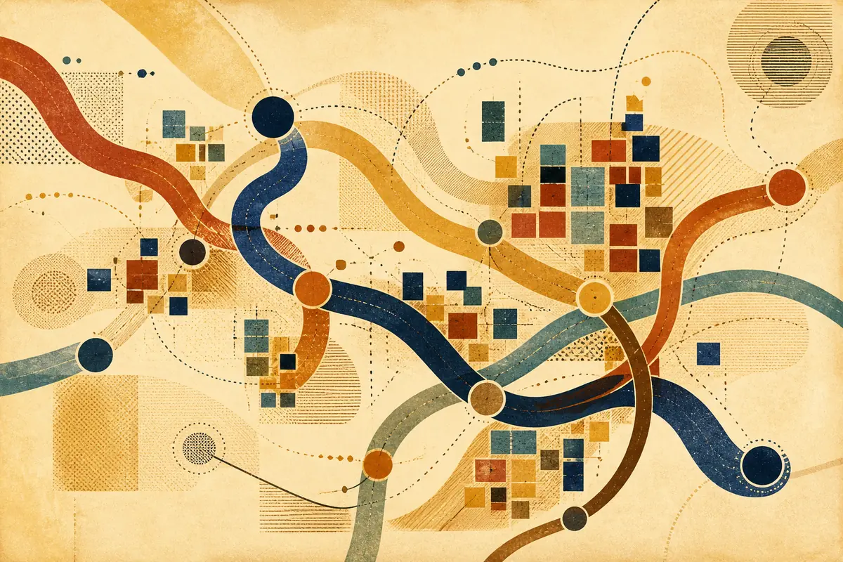 Abstract illustrated map composition for Bradford West Gwillimbury, Canada