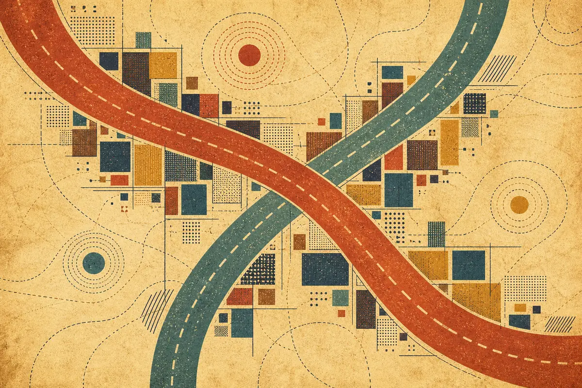Abstract illustrated map composition for Bradford, Canada