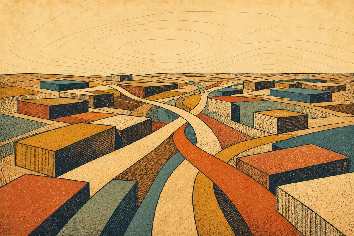 Abstract illustrated map composition for Brossard, Canada