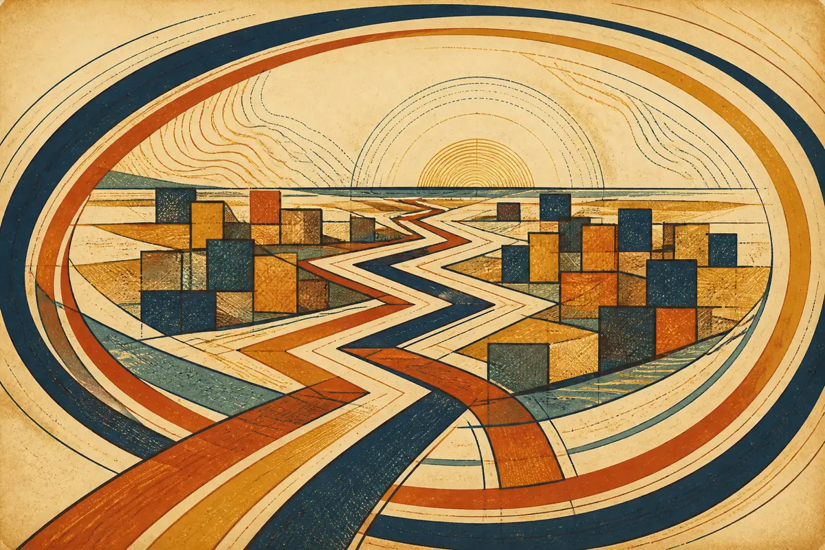 Abstract illustrated map composition for Caledon, Canada