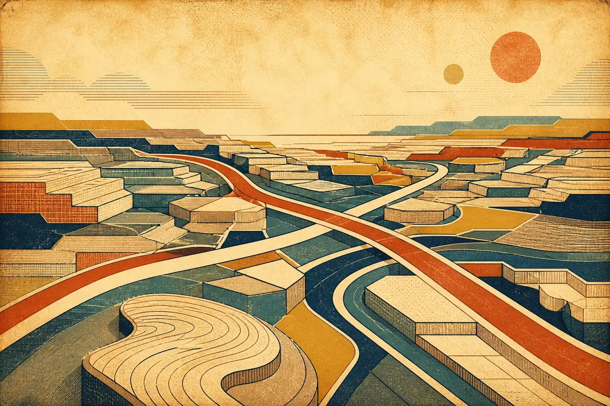 Abstract illustrated map composition for Calgary, Canada