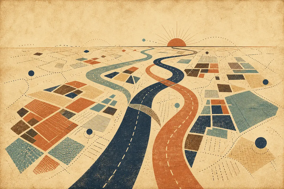 Abstract illustrated map composition for Centre Wellington, Canada