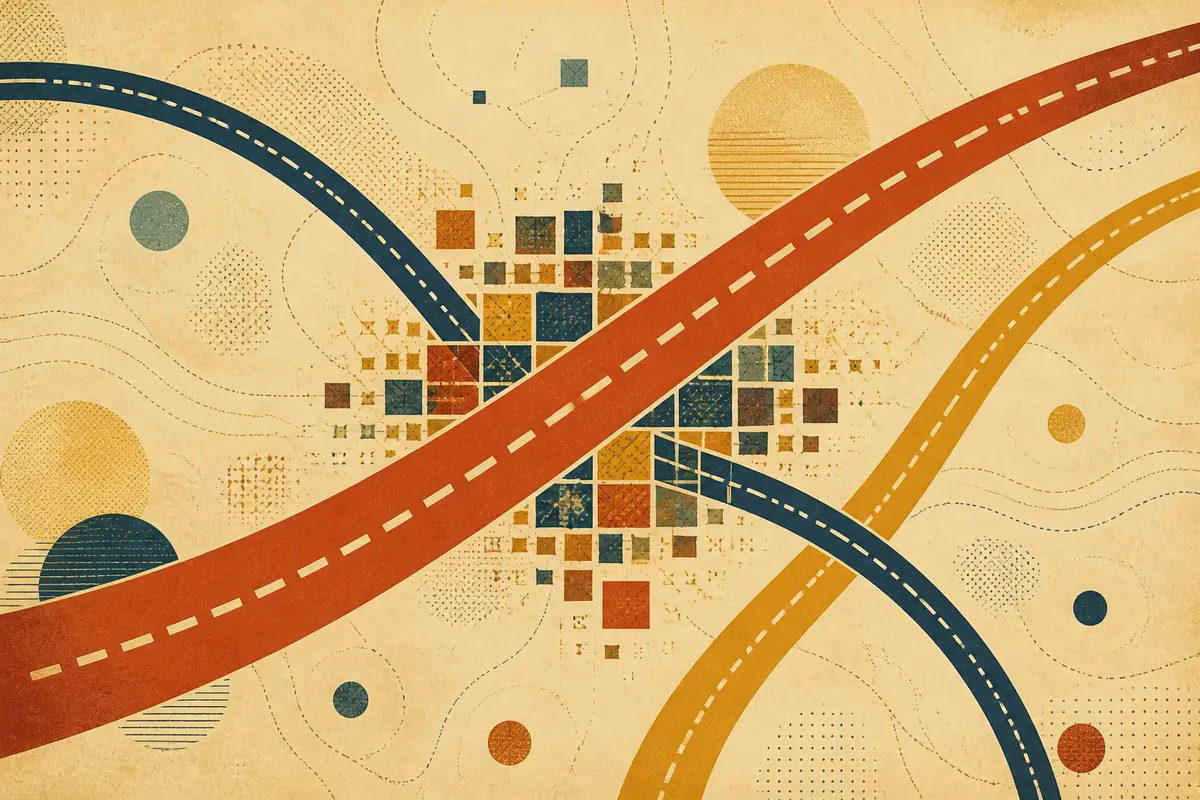Abstract illustrated map composition for Chambly, Canada