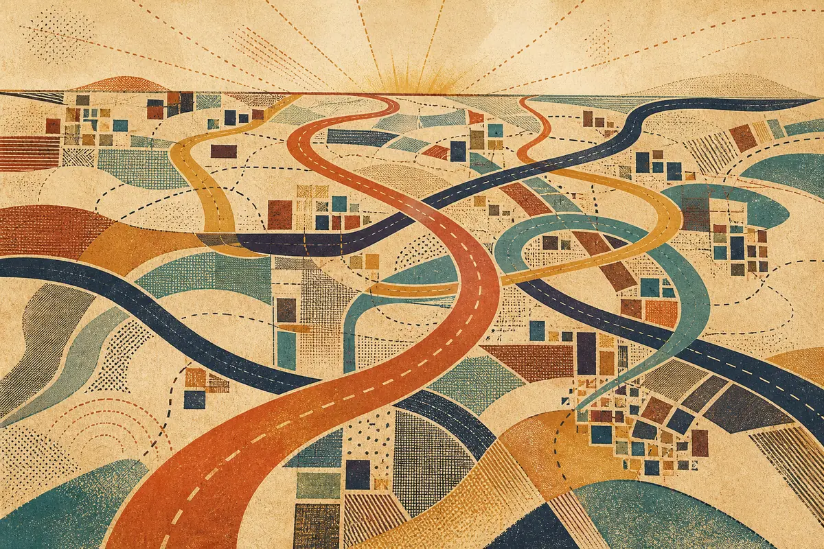Abstract illustrated map composition for Charlottetown, Canada