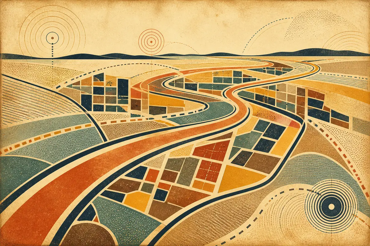 Abstract illustrated map composition for Chateauguay, Canada