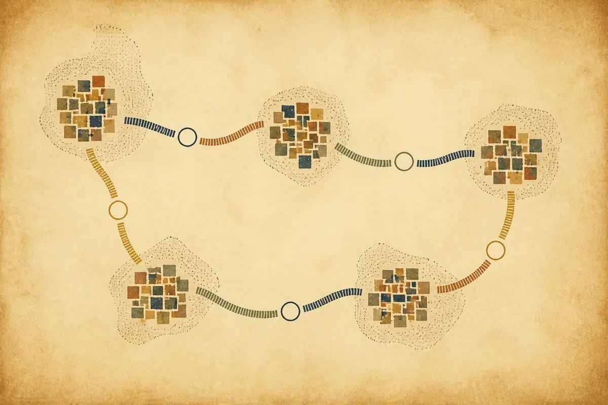Abstract illustrated map composition for Chicoutimi, Canada
