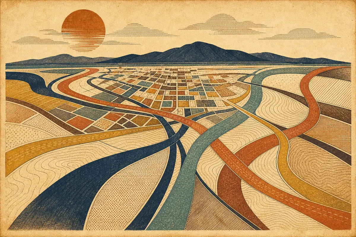 Abstract illustrated map composition for Chilliwack, Canada