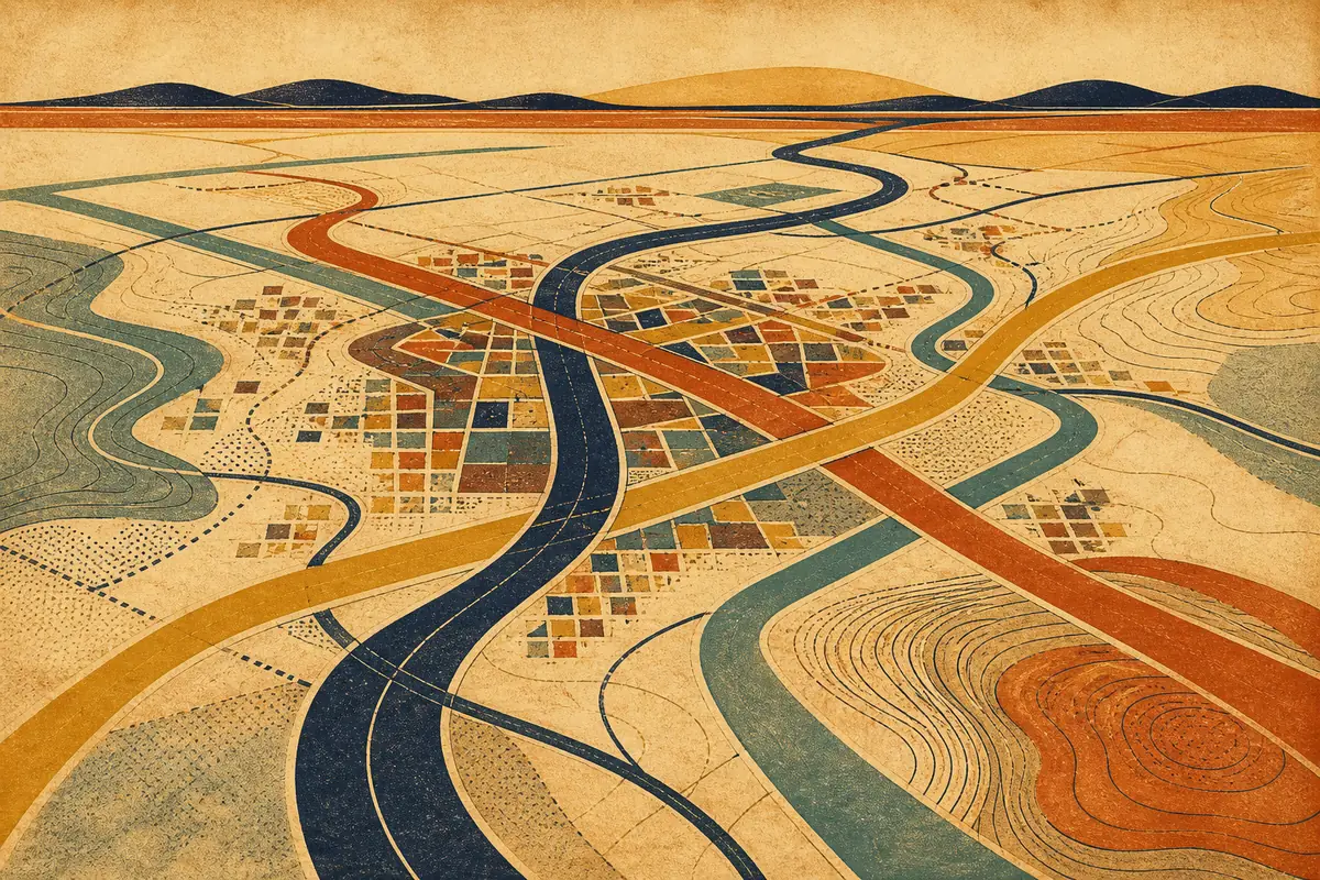 Abstract illustrated map composition for Clarington, Canada