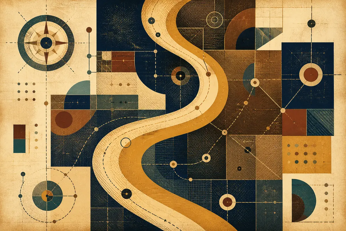 Abstract illustrated map composition for Cochrane, Canada