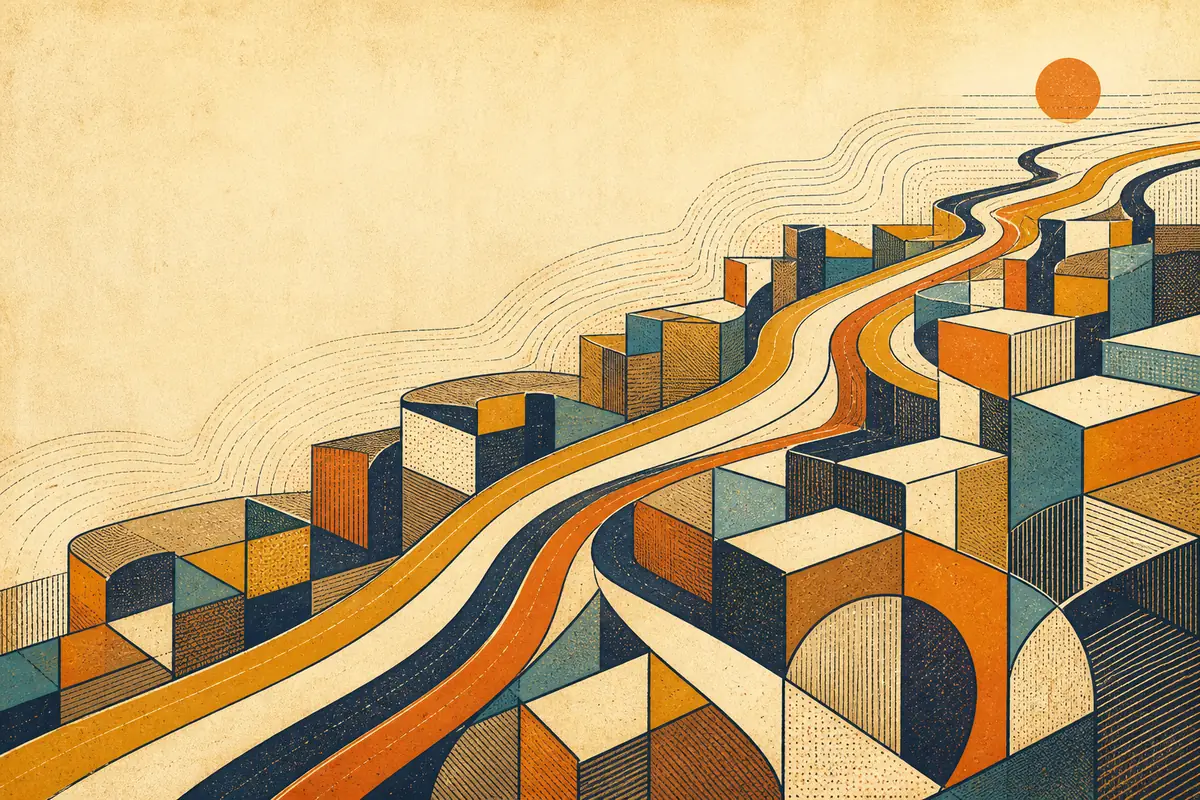 Abstract illustrated map composition for Coquitlam, Canada