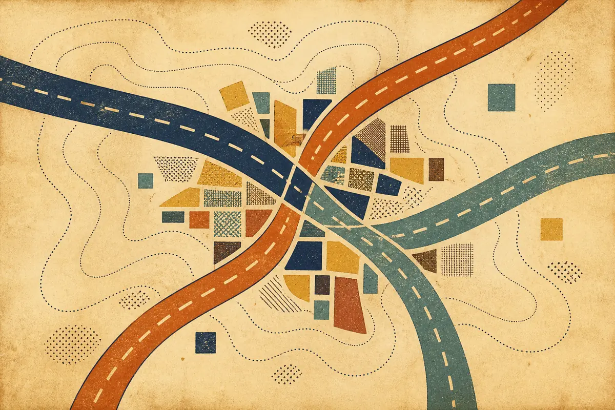 Abstract illustrated map composition for Cornwall, Canada