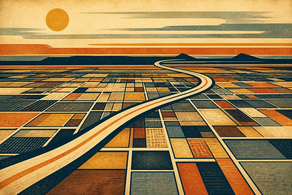 Abstract illustrated map composition for Edmonton, Canada