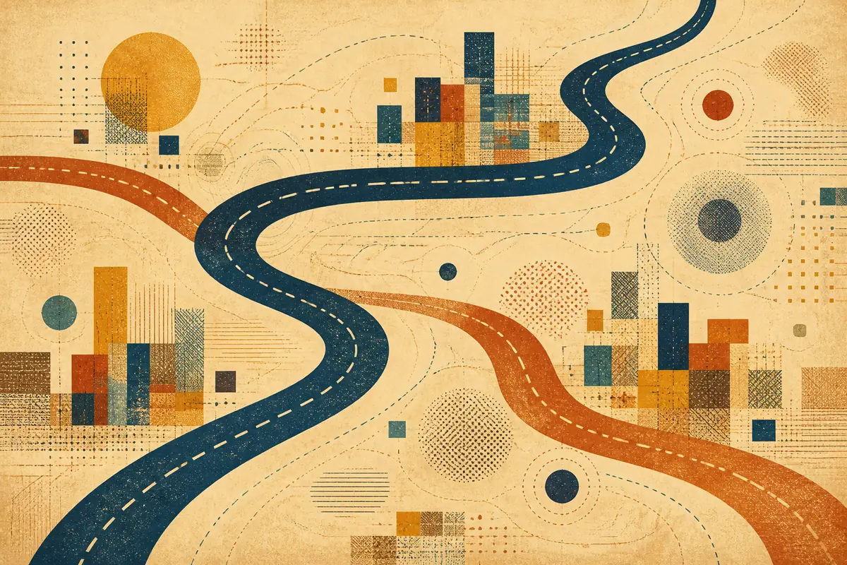 Abstract illustrated map composition for Fort Erie, Canada