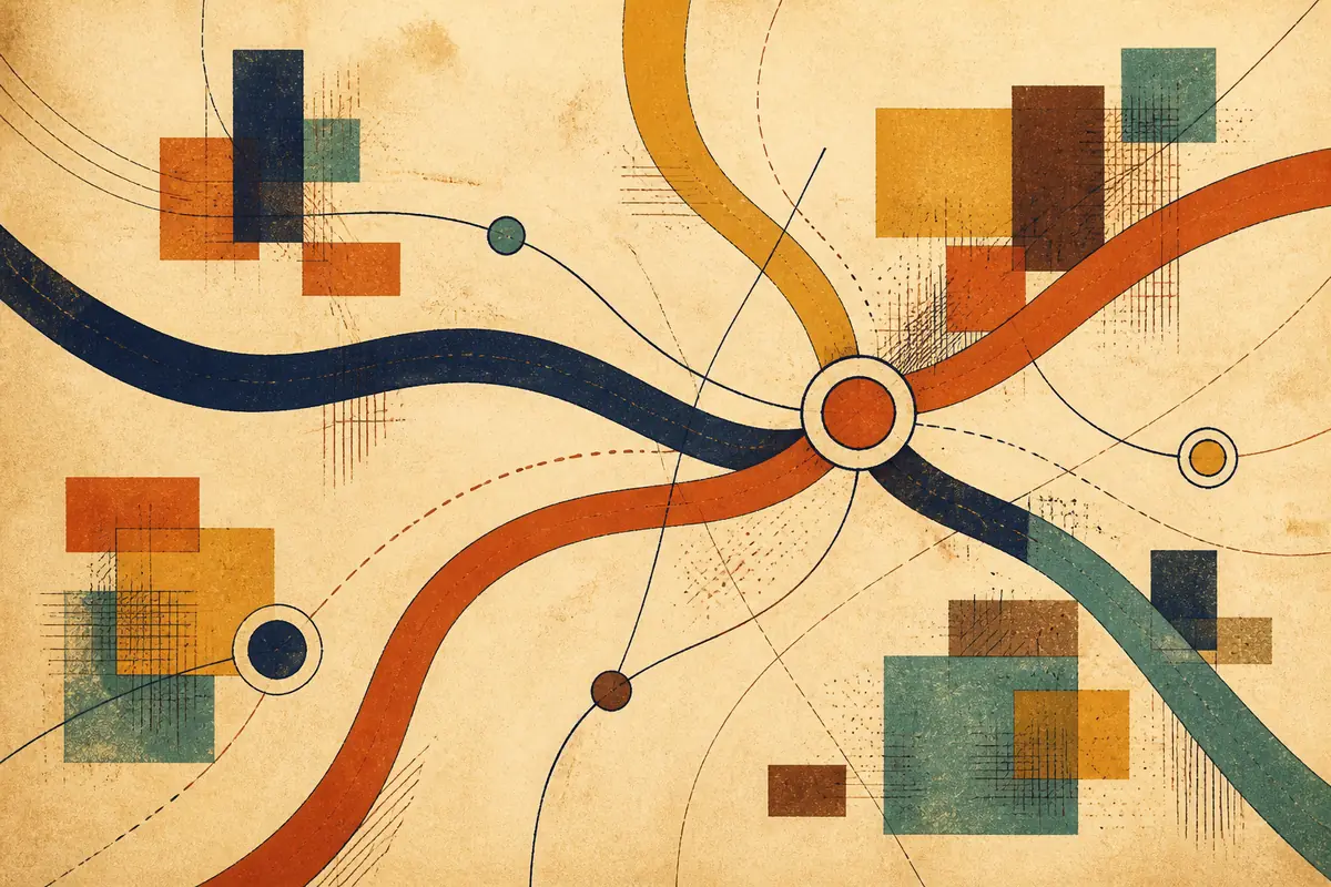 Abstract illustrated map composition for Fort McMurray, Canada