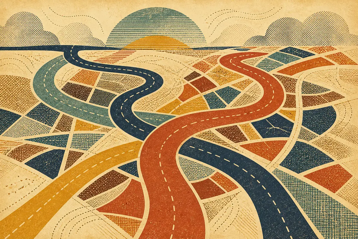 Abstract illustrated map composition for Georgetown, Canada