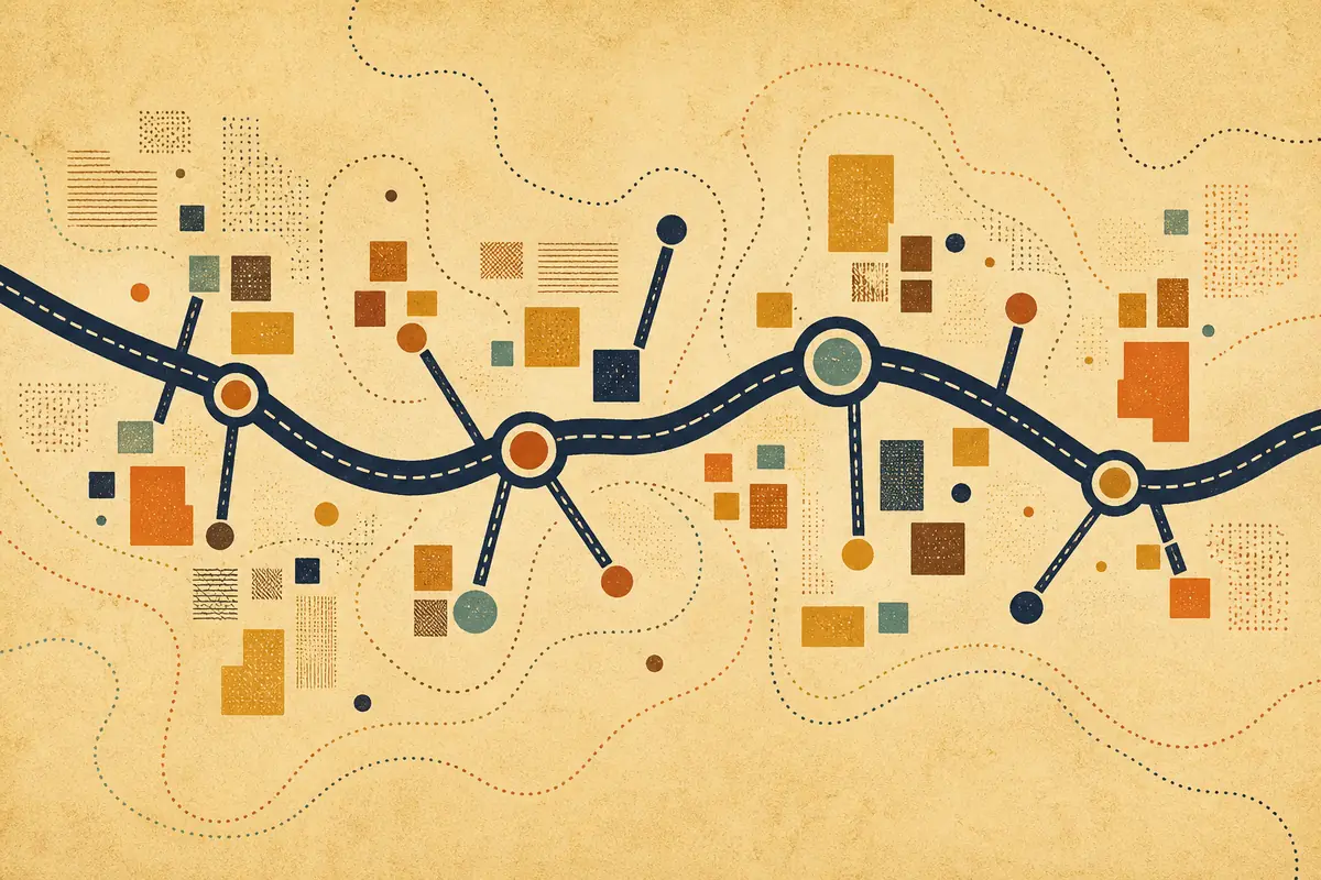 Abstract illustrated map composition for Georgina, Canada