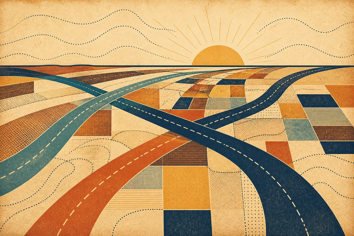 Abstract illustrated map composition for Grande Prairie, Canada
